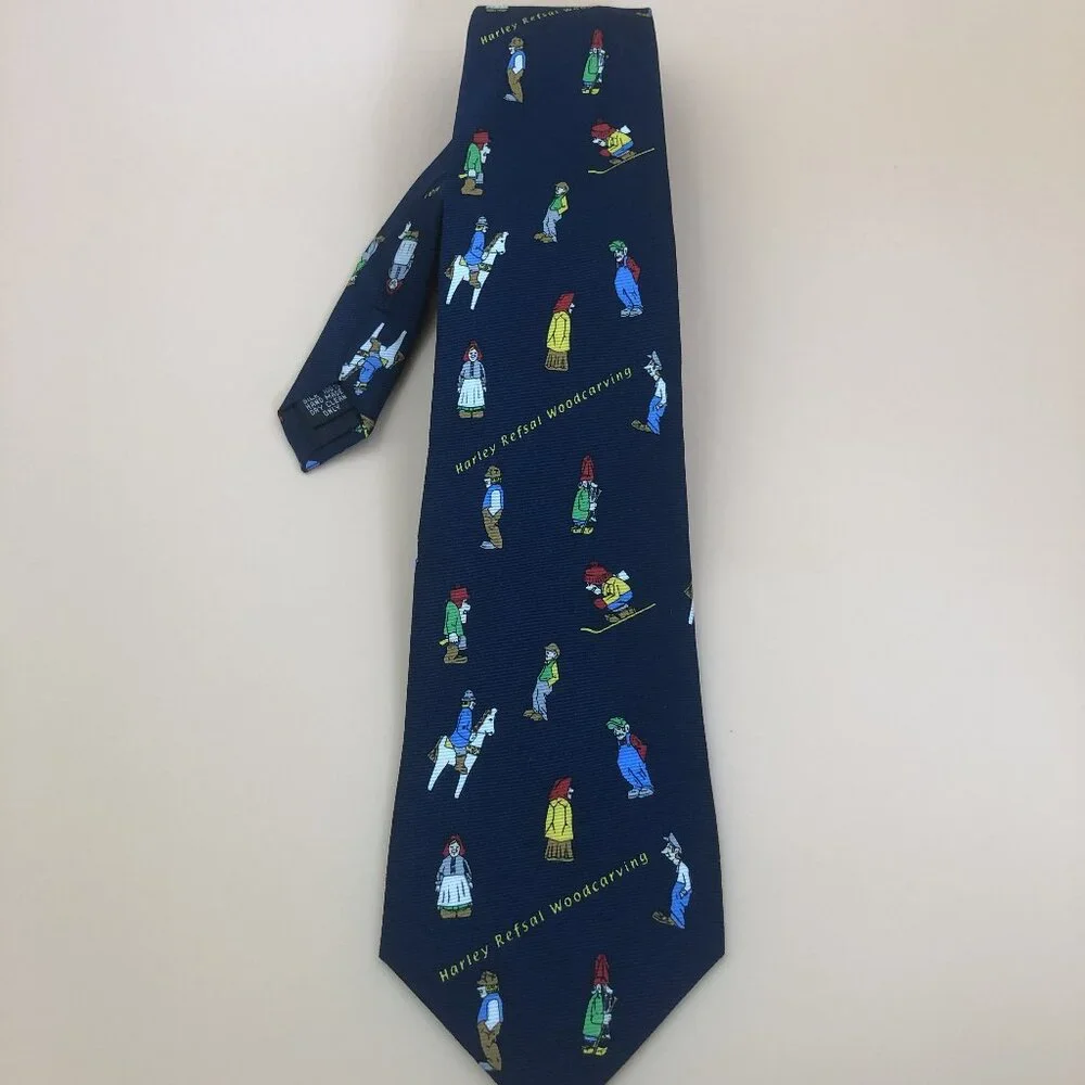 Harley Refsal Woodcarving Silk Tie – Decorah Iowa Folk Art Handmade Tie